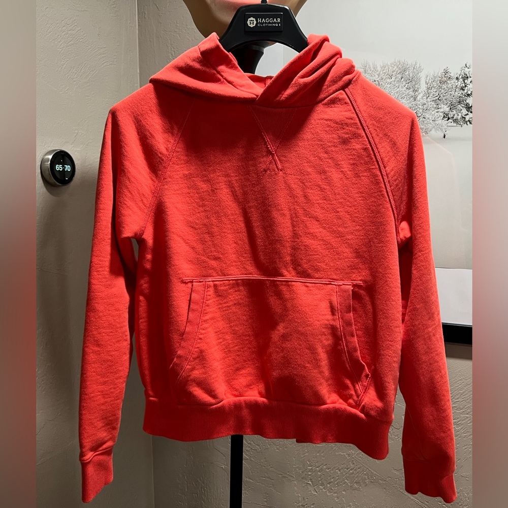 Athleta Split Back Hoodie Small Coral Open Back Pullover Sweatshirt